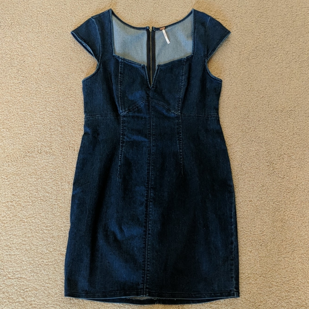 Free People Denim Fitted Dress Sz. M